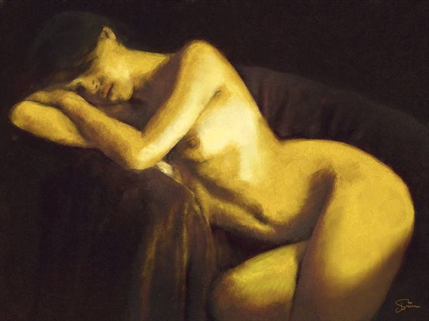 golden slumber artistic nude artwork by artist van evan fuller