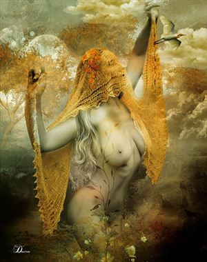 golden veil artistic nude artwork by artist digital desires