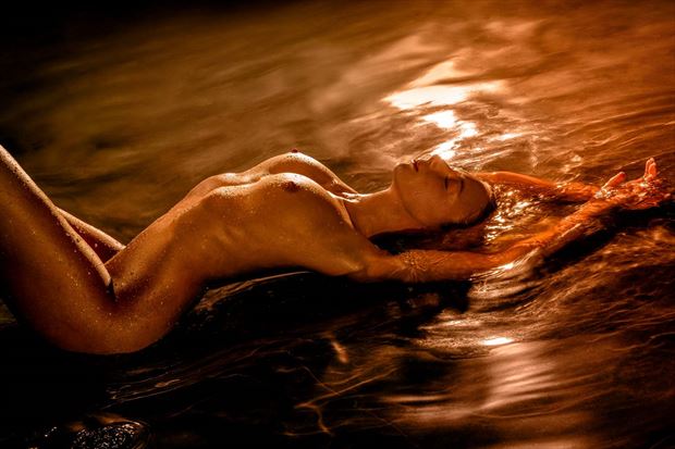 golden water bikini photo by photographer kristian liebrand fine nude art photographer
