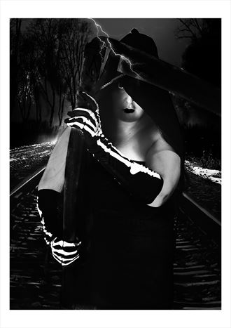 grim reaper on the tracks pinup artwork by photographer eric eichin