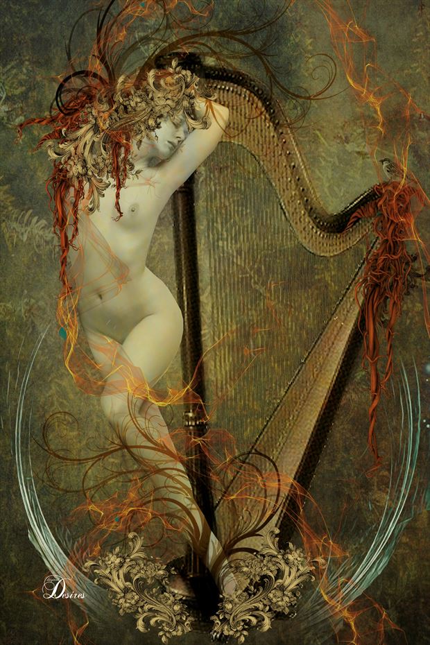 harp of harmony artistic nude artwork by artist digital desires