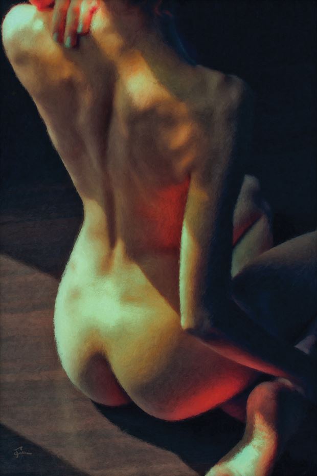 haylienoire with red artistic nude artwork by artist van evan fuller