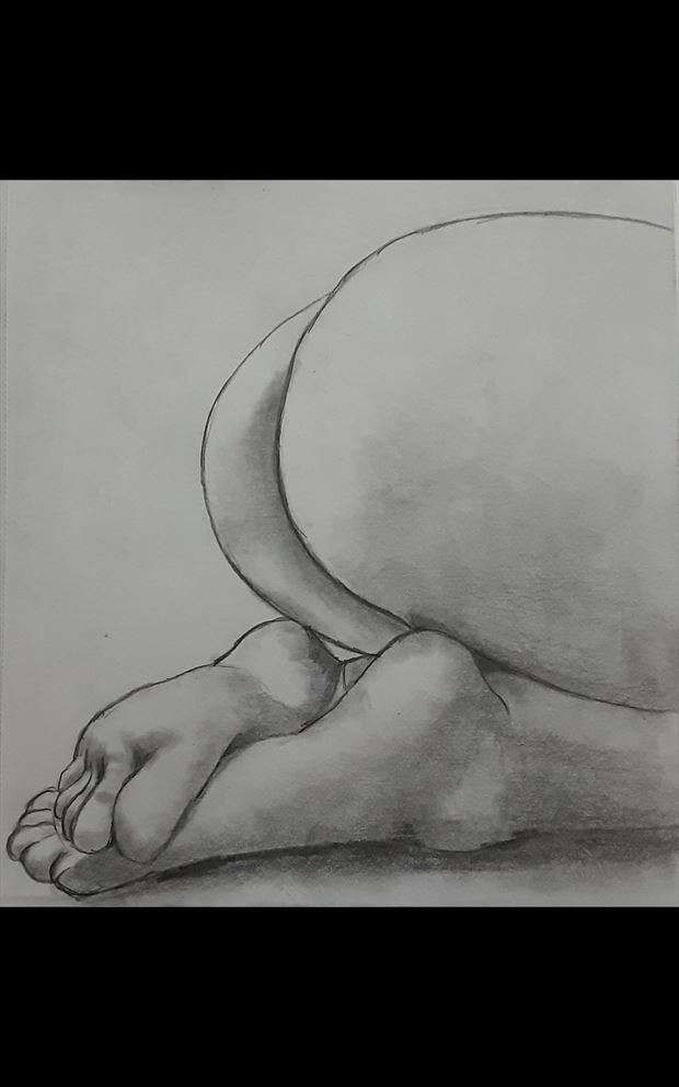 her resting butt artistic nude artwork by artist pradip chakraborty