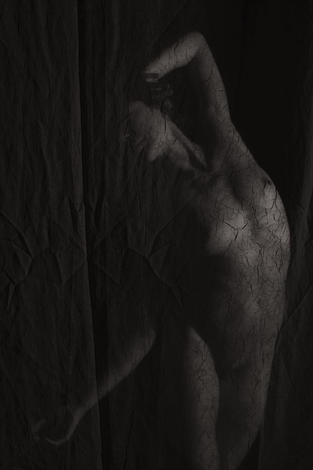 hiding behind fabric artistic nude photo by photographer visionsmerge