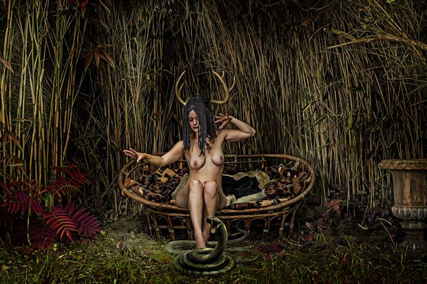 horned goddess artistic nude artwork by artist hybryds