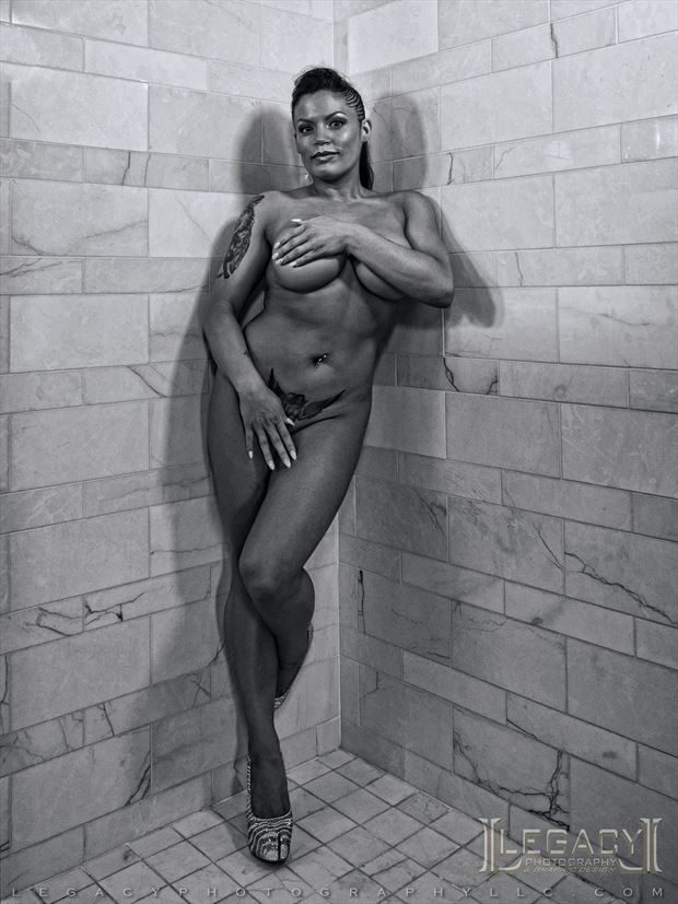 hot shower in stunning silver artistic nude photo by photographer legacyphotographyllc