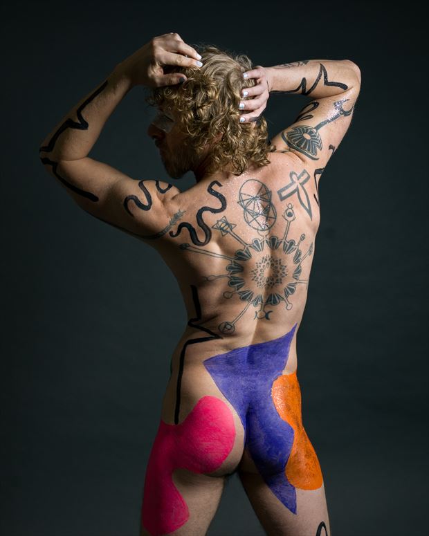 hro s painted back artistic nude photo by photographer david clifton strawn
