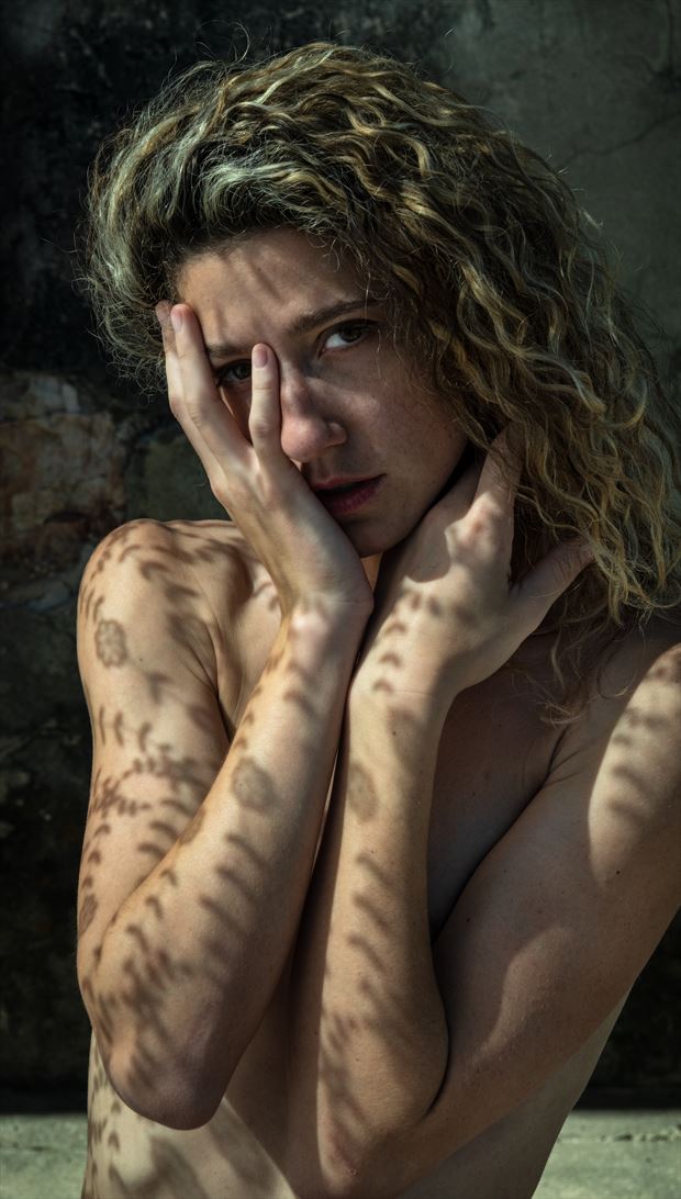 implied nude portrait photo by model vivian cove