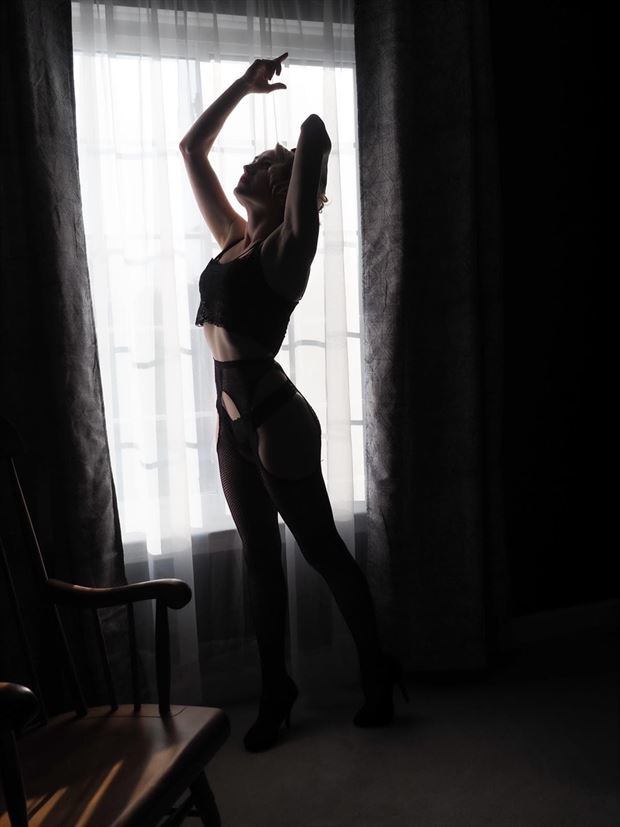 in evening light lingerie photo by model cali layne