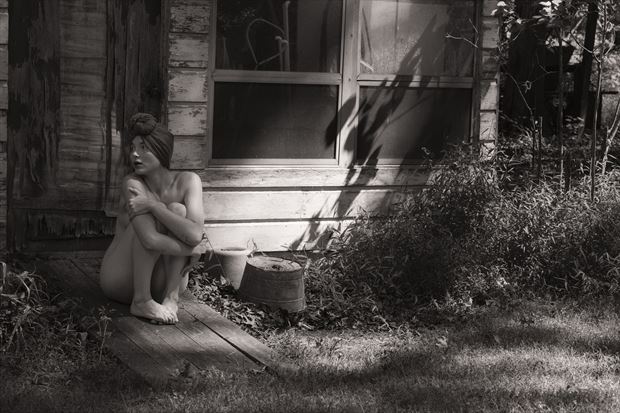 in front of the shed artistic nude photo by photographer visionsmerge