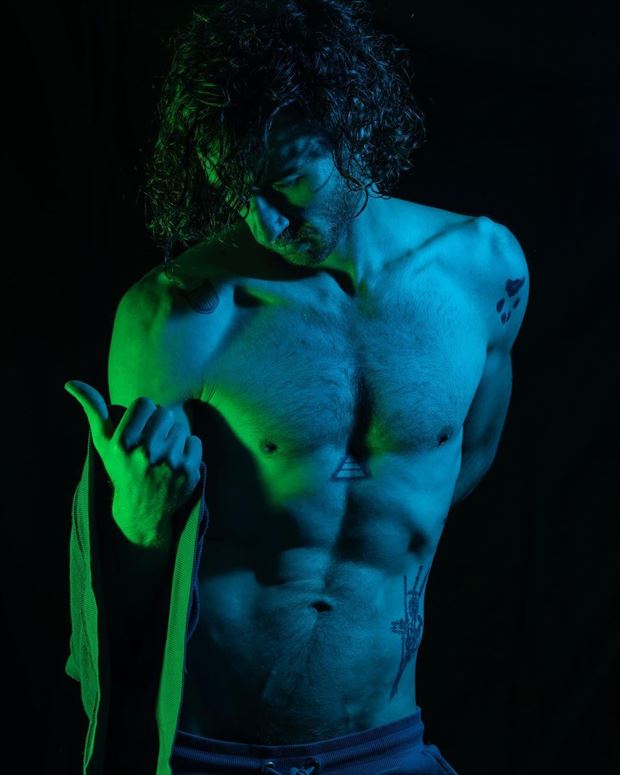 in greens and blues chiaroscuro photo by model seaton kay smith