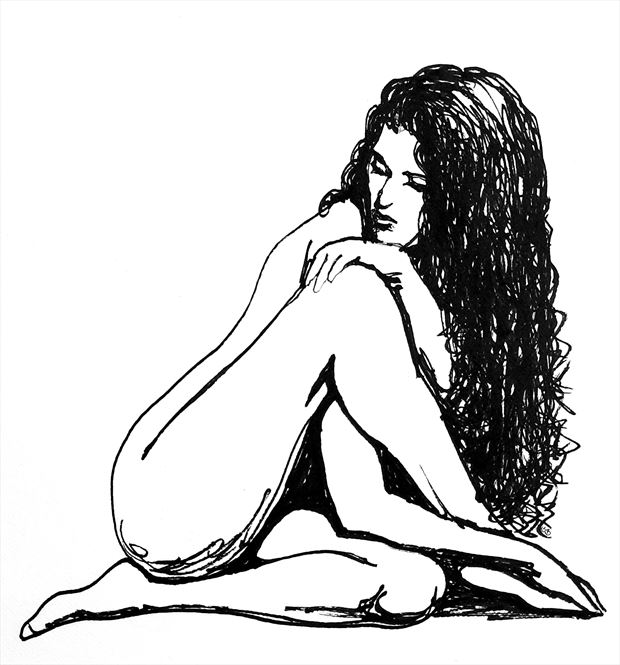 jamie triangle single stroke artistic nude artwork by artist subhankar biswas