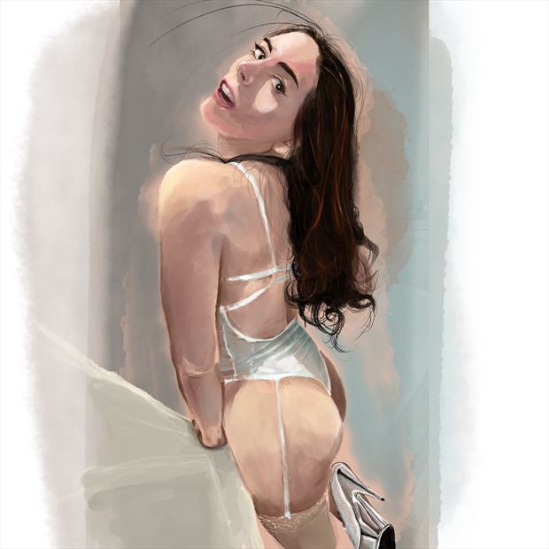 jenny in white 1 lingerie artwork by artist nick kozis