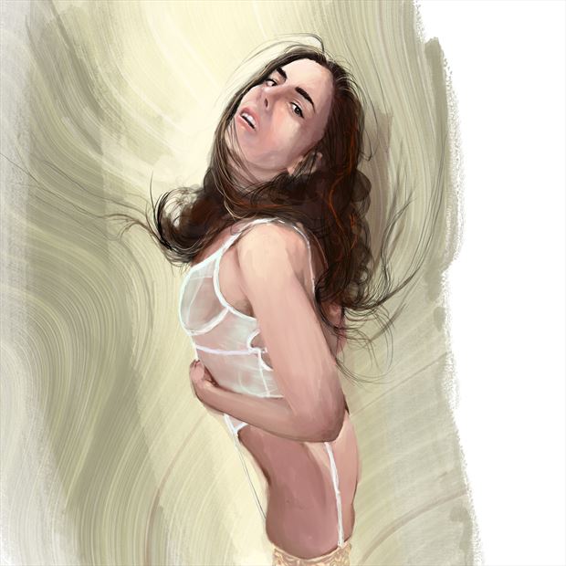jenny in white 2 lingerie artwork by artist nick kozis
