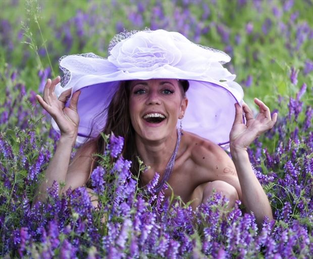 joy in purple nature photo by model leela violetta