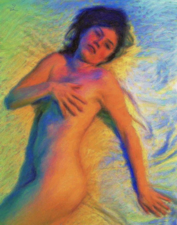 kelly s bed implied nude artwork by artist van evan fuller