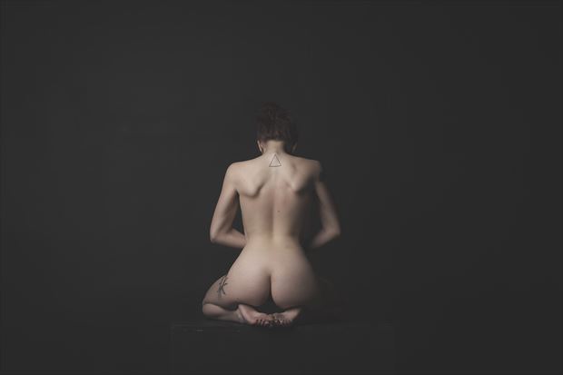 knelt artistic nude photo by model aurora red