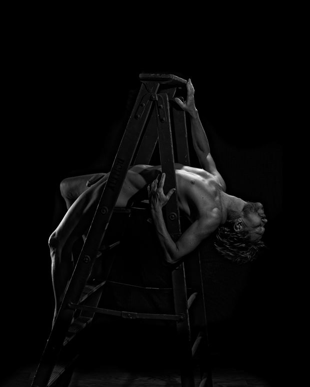 ladder black and white artistic nude photo by model robert p