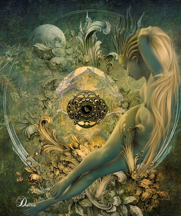 lady of the golden globe artistic nude artwork by artist digital desires