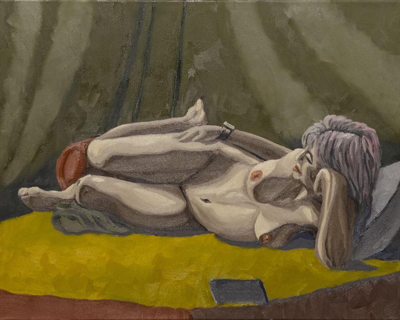 lady resting in the studio figure study artwork by photographer alan h bruce
