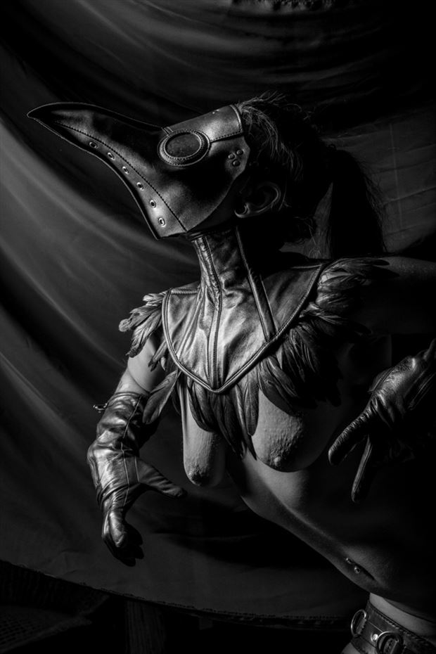 leather plague doctor artistic nude artwork by photographer pitaru