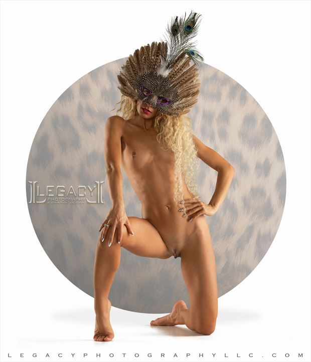 leopard mask and background artistic nude photo by photographer legacyphotographyllc