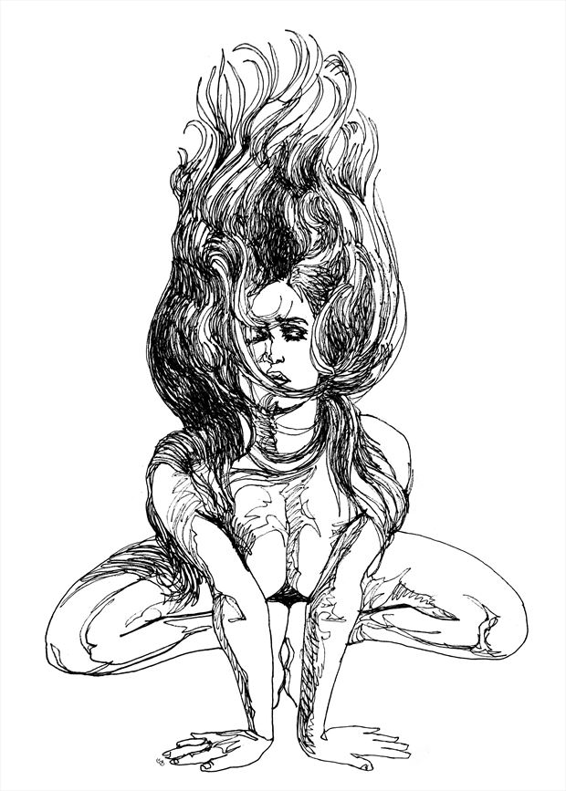 lioness single stroke artistic nude artwork by artist subhankar biswas