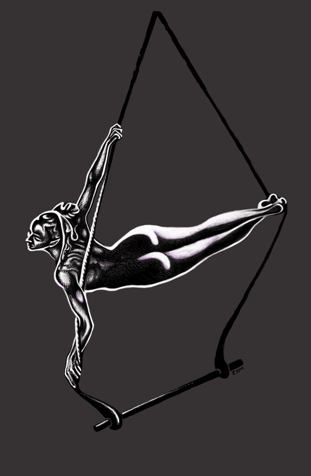 livia on trapeze sensual artwork by photographer jymdarling