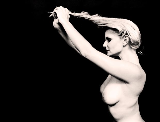liz with twisted hair sepia artistic nude photo by photographer frederic