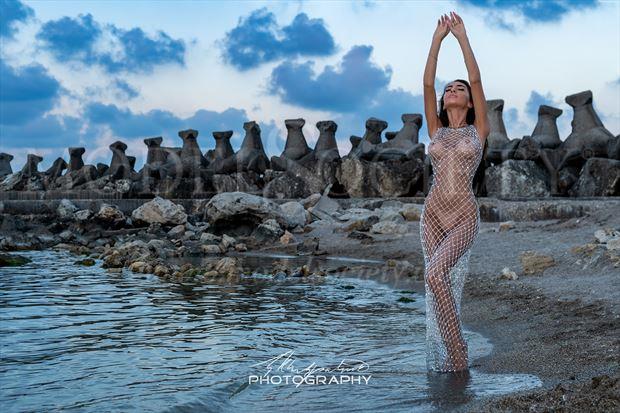 madi in mesh dress artistic nude photo by photographer greg kirkpatrick