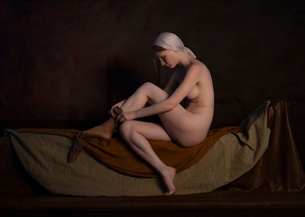 maiden with stocking artistic nude artwork by artist rodislav_driben_art
