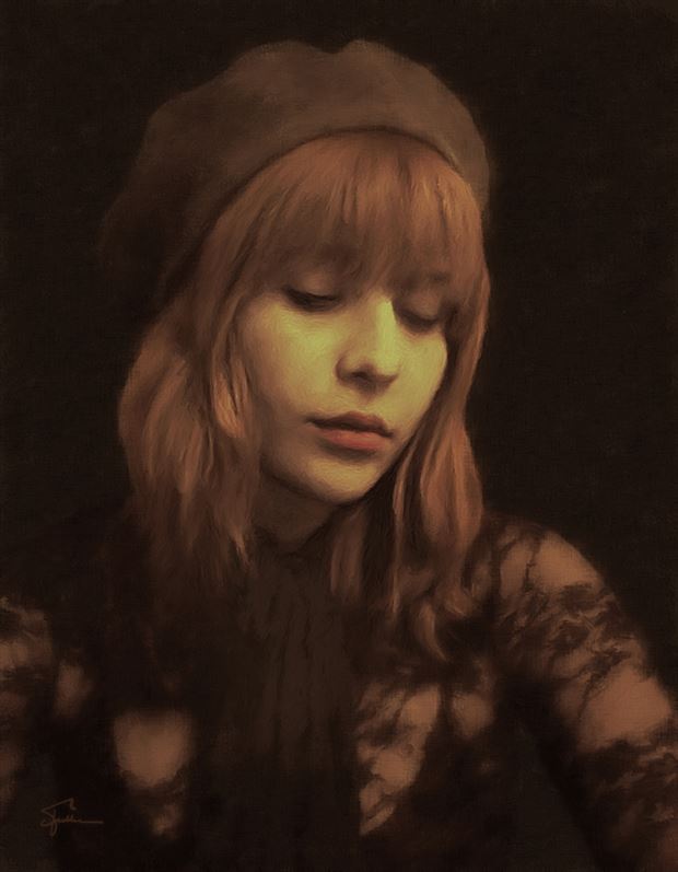 marci brown portrait chiaroscuro artwork by artist van evan fuller