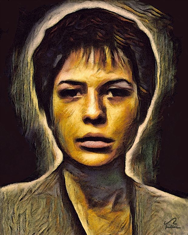 marci with a yellow face figure study artwork by artist van evan fuller