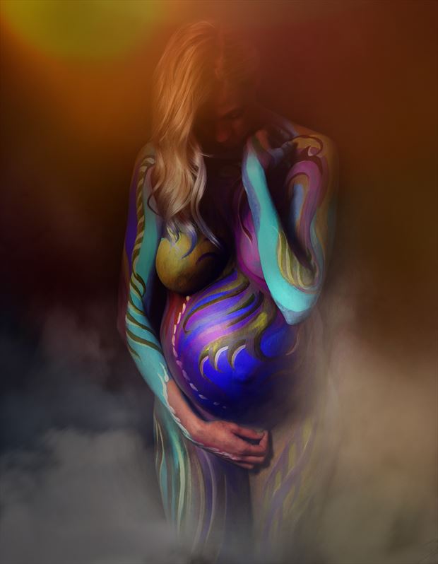maternity bodypaint artistic nude artwork by photographer bill milward