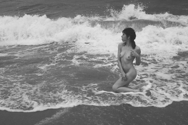 melancholic in the surf artistic nude photo by photographer kayakdude