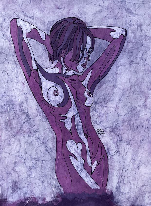 melancholic purple artistic nude artwork by artist kevin houchin