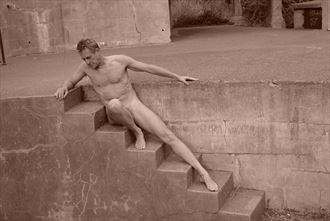 mereditho on steps artistic nude artwork by model meredith