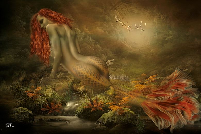 mermaid of the night artistic nude artwork by artist digital desires