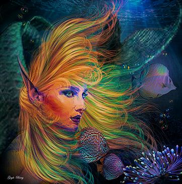 mermaid sea breeze 003 surreal artwork by artist gayle berry