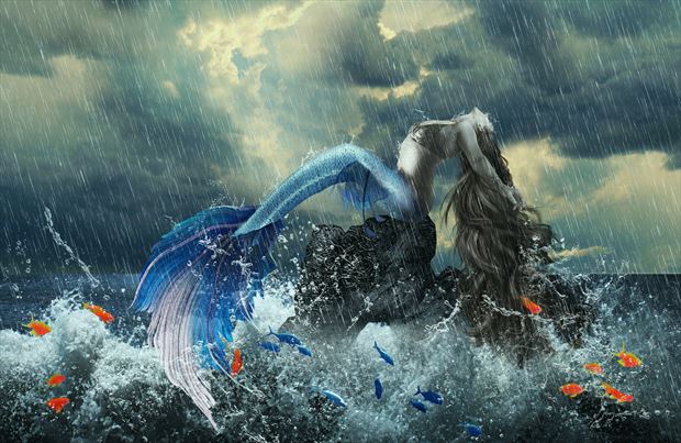 mermaids inferno fantasy artwork by artist karinclaessonart