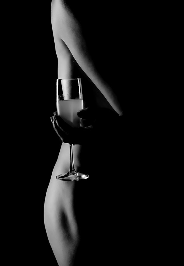 midnight wine artistic nude artwork by photographer elegant curves and shadows