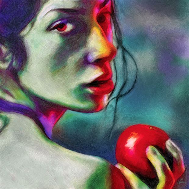 milki s red apple implied nude artwork by artist van evan fuller