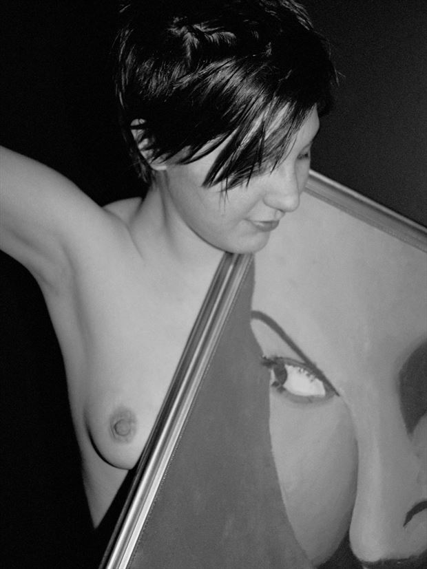 model with her painted self portrait Artistic Nude Photo by Photographer Glamour by Richmond