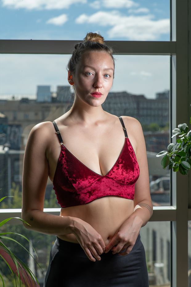 modeling her bra lingerie artwork by photographer gsphotoguy