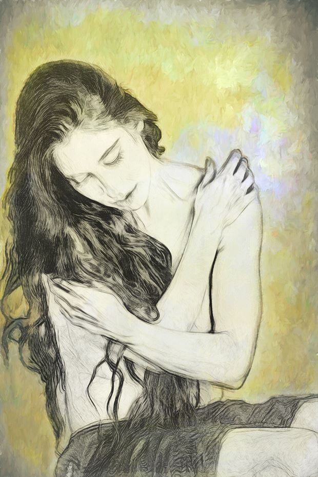 modesty artistic nude artwork by artist charles caramella