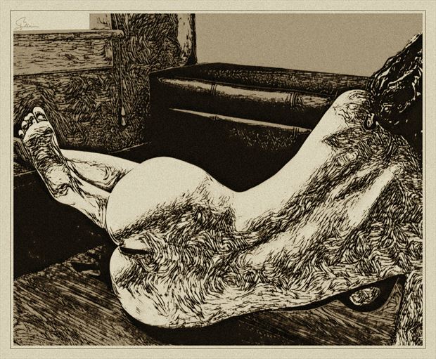 molly sepia study artistic nude artwork by artist van evan fuller