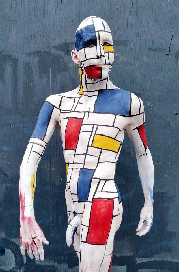 mondrian bodypainting artistic nude photo by model lars