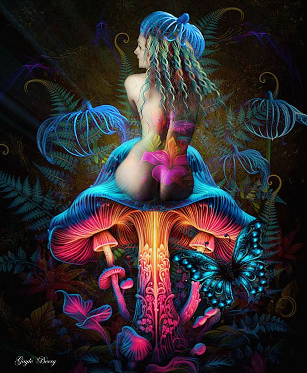 mushroom pixie artistic nude artwork by artist gayle berry