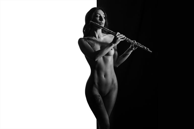 music in light flute artistic nude artwork by photographer antonello cirani