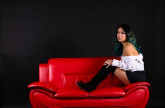 my comfy red couch sensual photo by photographer buzy_bee_photography